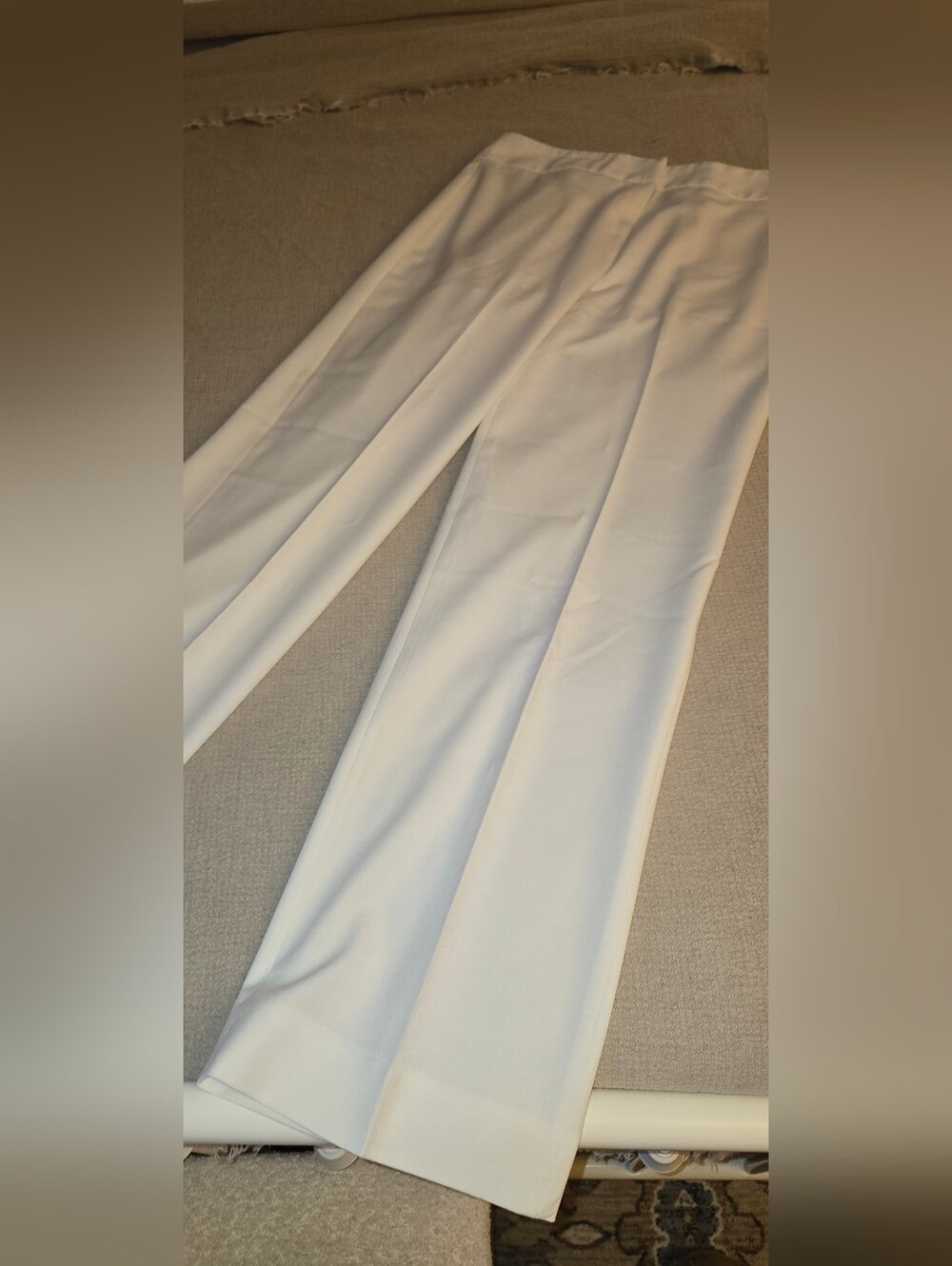 Sharagano White Pant Suit Set Wide Leg Pants & Tie Waist Blazer Size 12